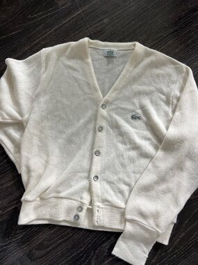 Lacoste Cream Button-Front V-Neck Cardigan